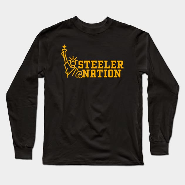 Steeler Nation Long Sleeve T-Shirt by Pictopun